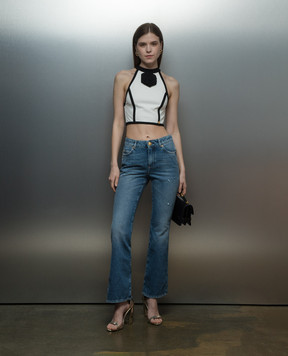 Balmain Blue flared jeans with a distressed effect CF0MJ130DE32