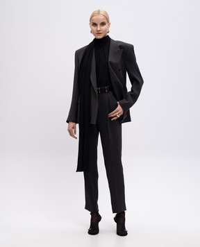 Jacob Lee Gray double-breasted silk jacket WOB051SS25SBO
