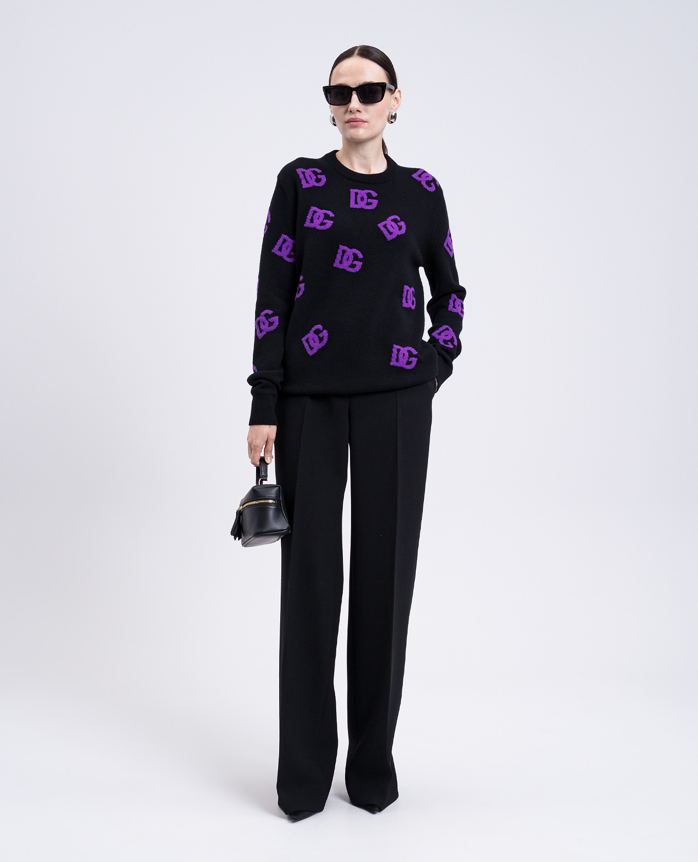 Black wool sweater with DG pattern Dolce&Gabbana 2