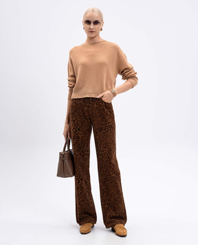 Twinset Brown jeans with animal print 252TP2580