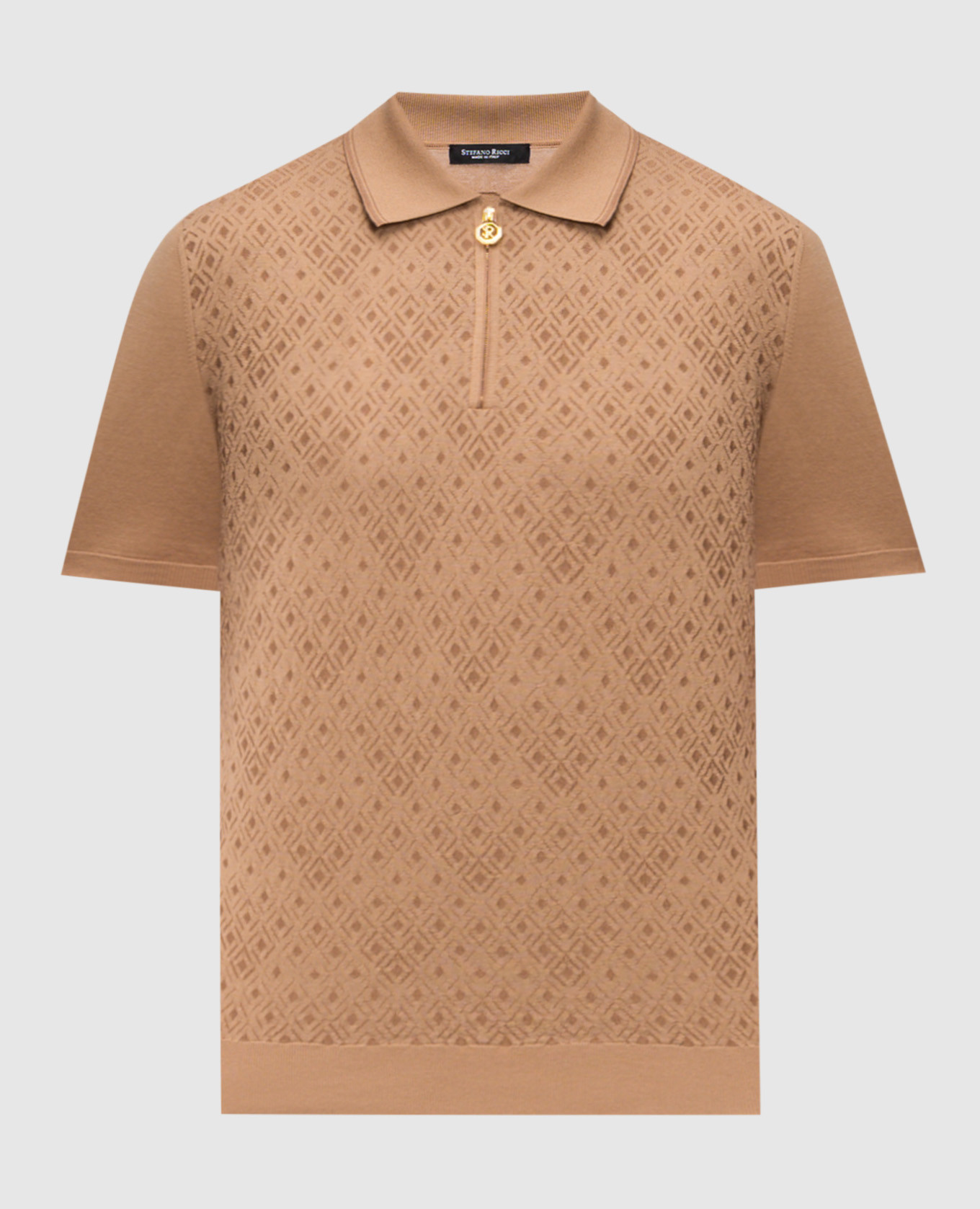 

Beige polo shirt with patterned silk Stefano Ricci