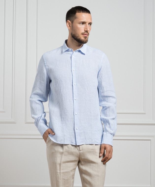 Peserico Blue striped linen shirt R56039L4300213 image 3
