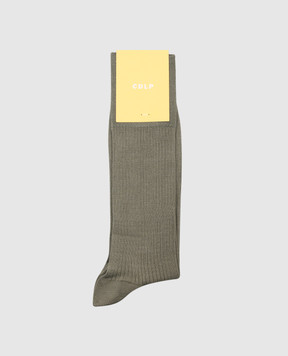 CDLP Green ribbed socks with logo MSO006112201