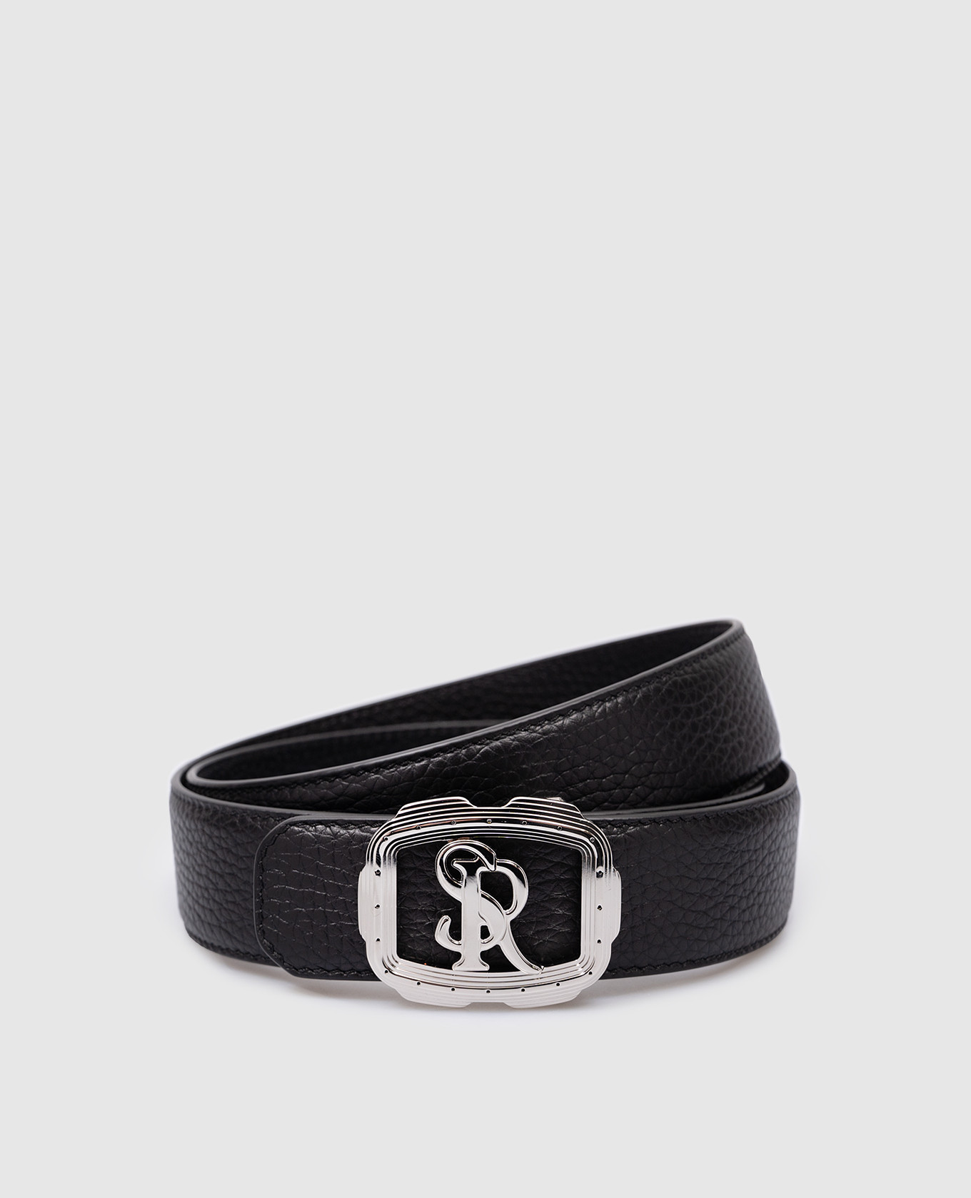 

Black leather strap with logo monogram Stefano Ricci, Черный