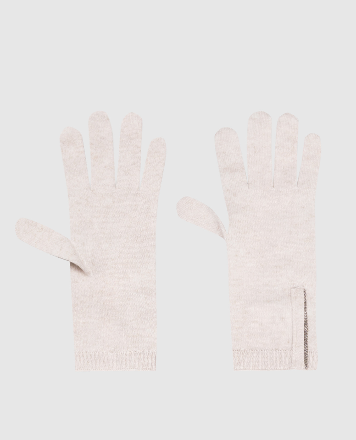 Beige cashmere gloves with monil chain Brunello Cucinelli