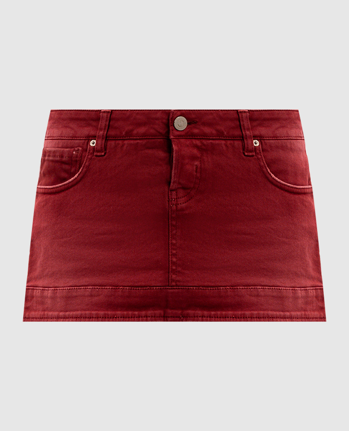 

Burgundy mini skirt with logo patch Two women in the world