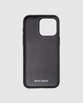 Palm Angels Black case for IPHONE 15 with logo print PWPA028R24LEA001