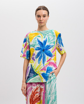 Gary Bigeni GINO T-shirt made of silk in a floral print GINO