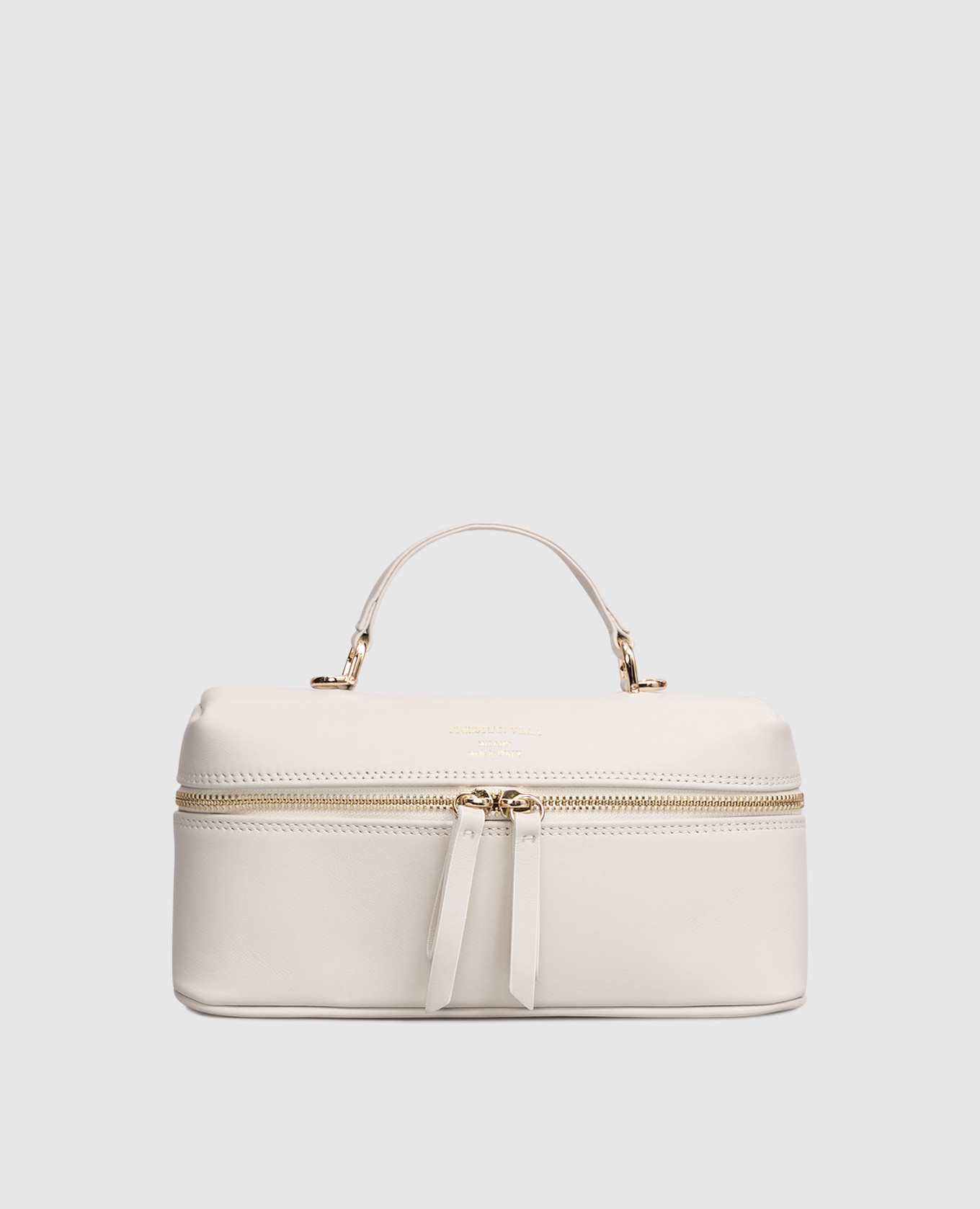 

Beige leather cross-body bag with logo Christian Villa