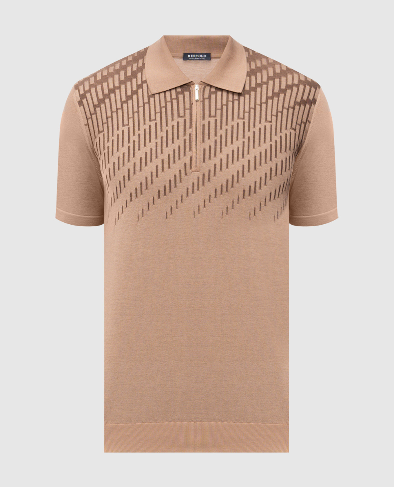 

Brown silk polo with woven pattern Bertolo Cashmere