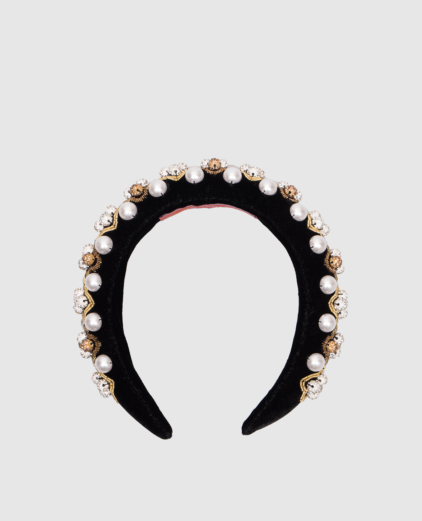 

Black velvet hoop with beads and embroidery La DoubleJ, Черный