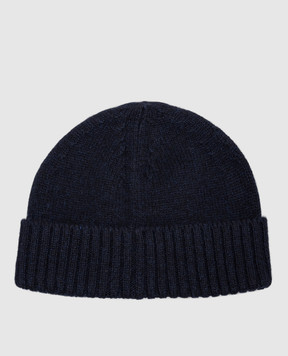 ISAIA Blue cashmere cap with logo patch BRK055YP010
