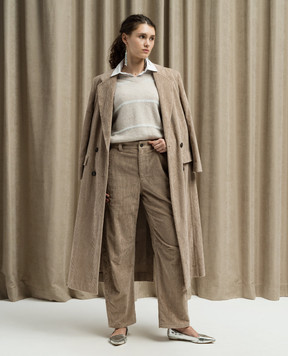 Brunello Cucinelli Beige corduroy coat with monil chain MD5749831P