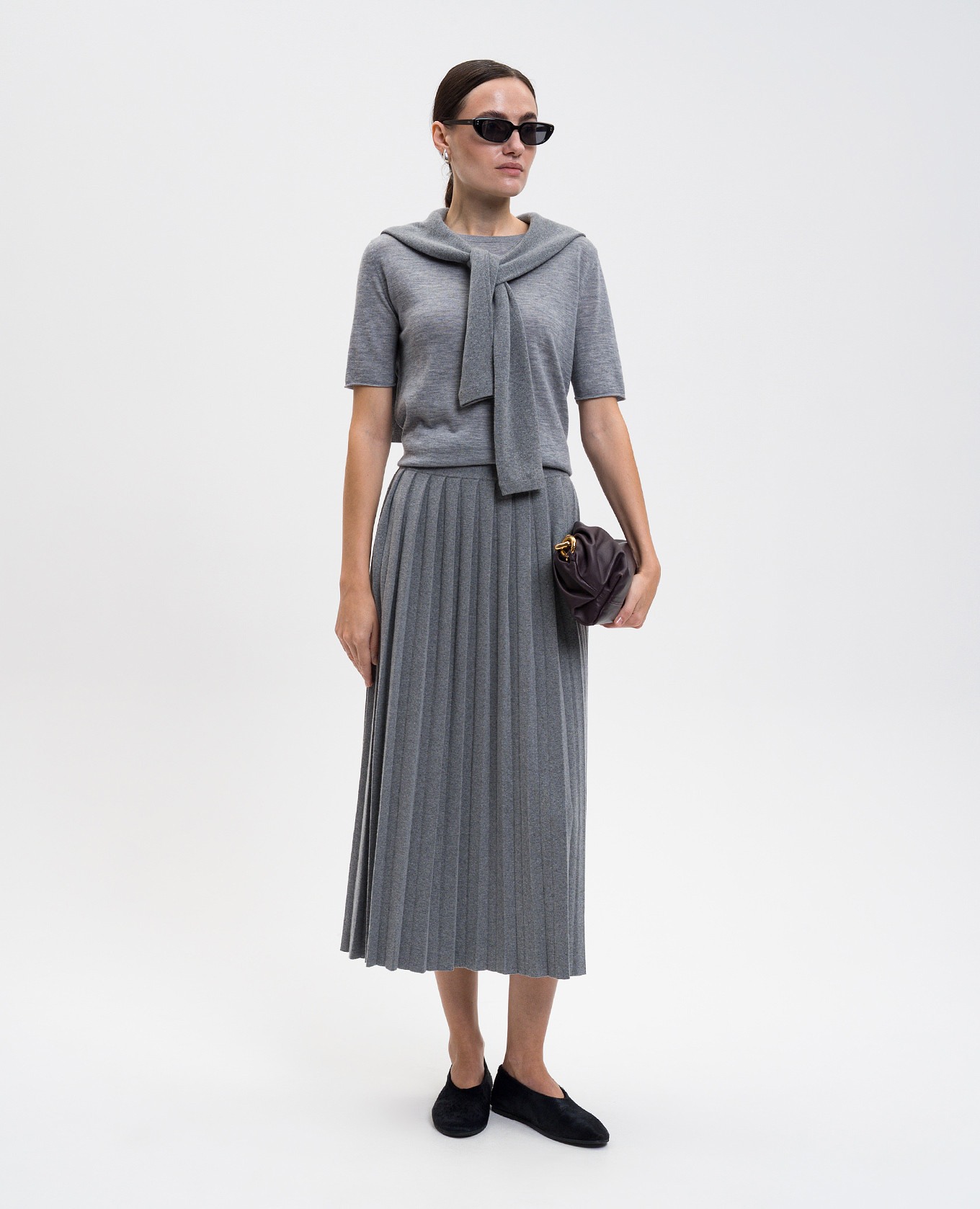 

Gray Minda pleated skirt with cashmere LISA YANG, Grey