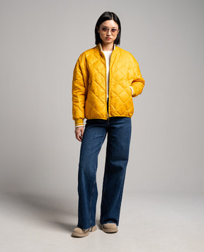 Stilnology Yellow quilted down jacket with metallic logo 63T830