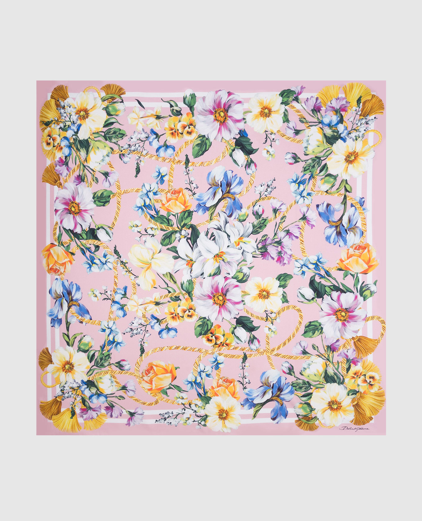 

Pink silk scarf with floral print Dolce&Gabbana
