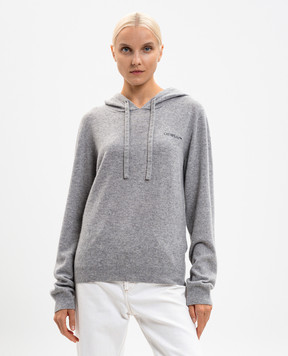 Off-White Grey cashmere hoodie with logo 2HU005F25KNI001