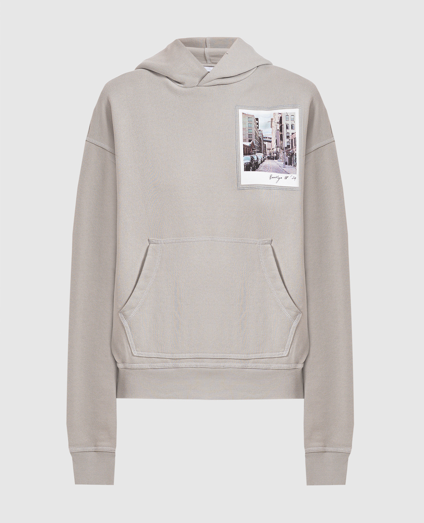 Brooklyn grey hoodie with logo print Helmut Lang