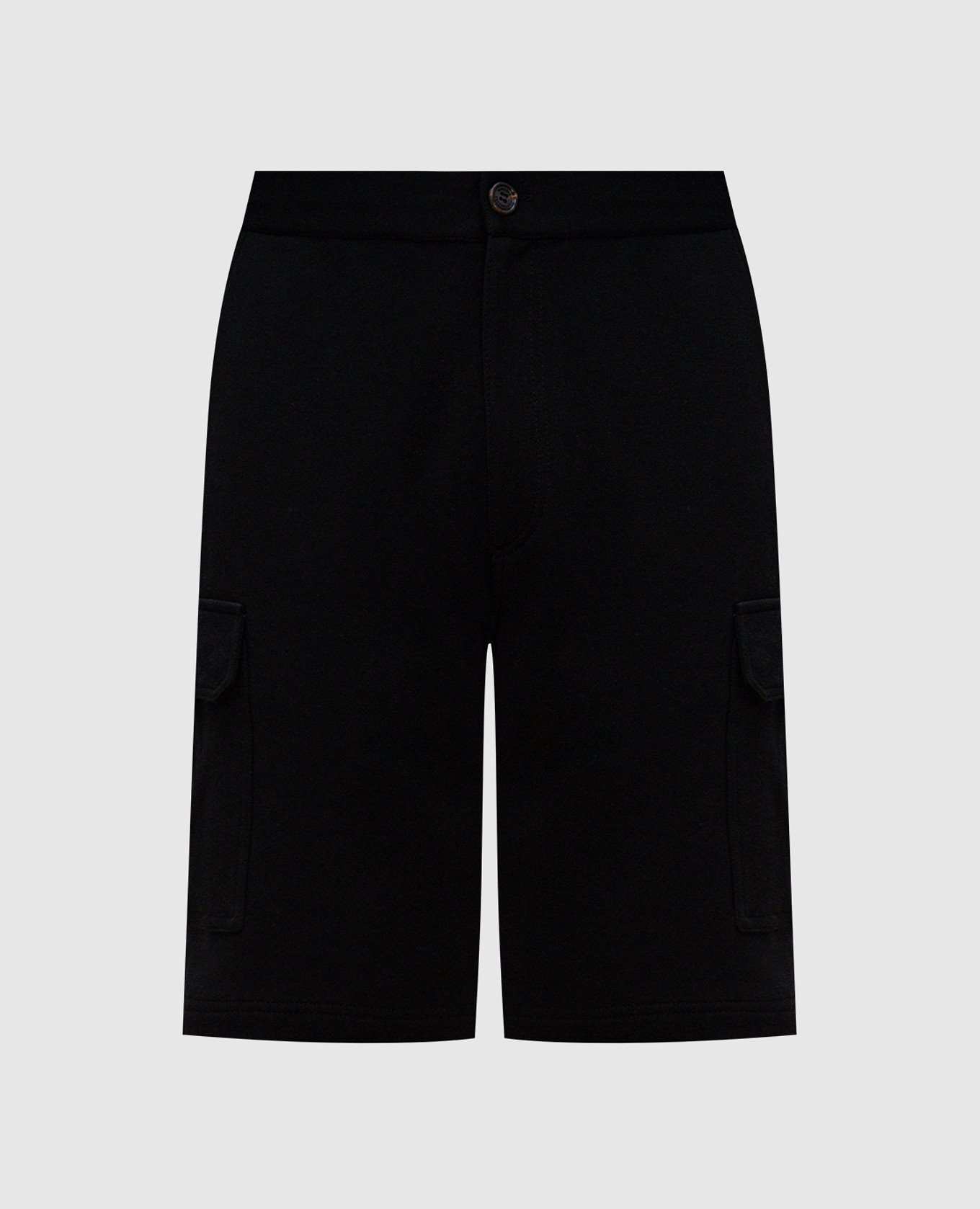 Black cashmere and silk cargo shorts