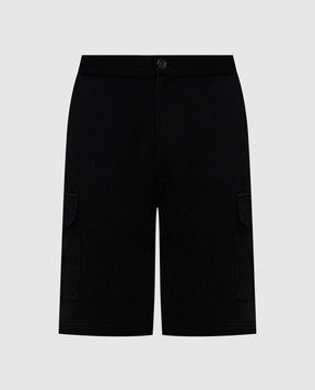 Brunello Cucinelli Black cashmere and silk cargo shorts MM8313222G