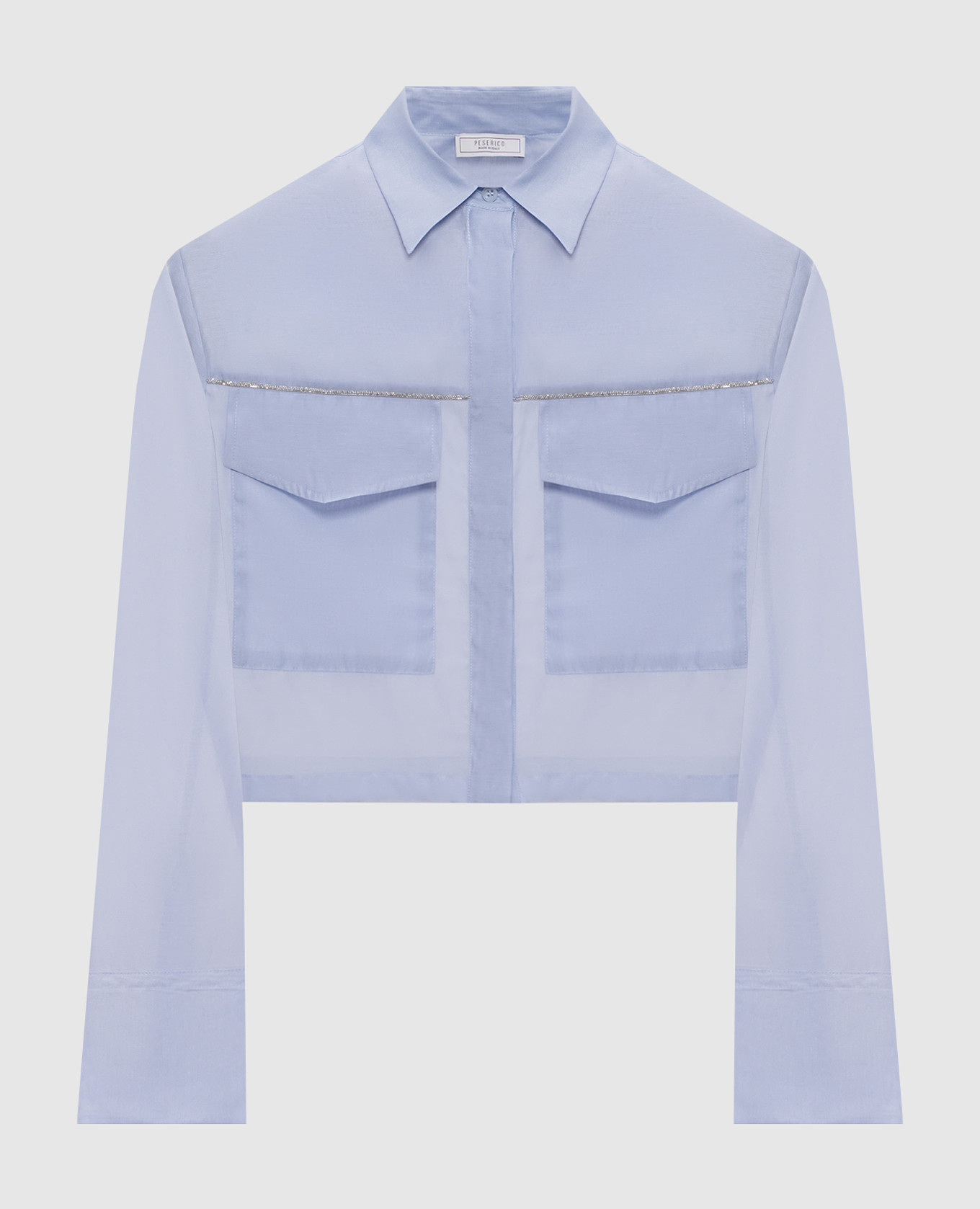

Blue cropped shirt with silk Peserico, Light blue