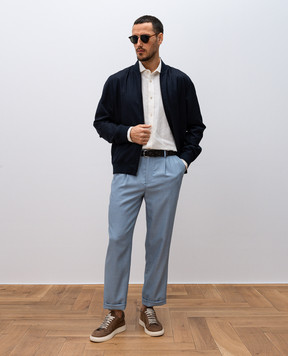 Agnona Blue silk and wool pants T709U3YU4040