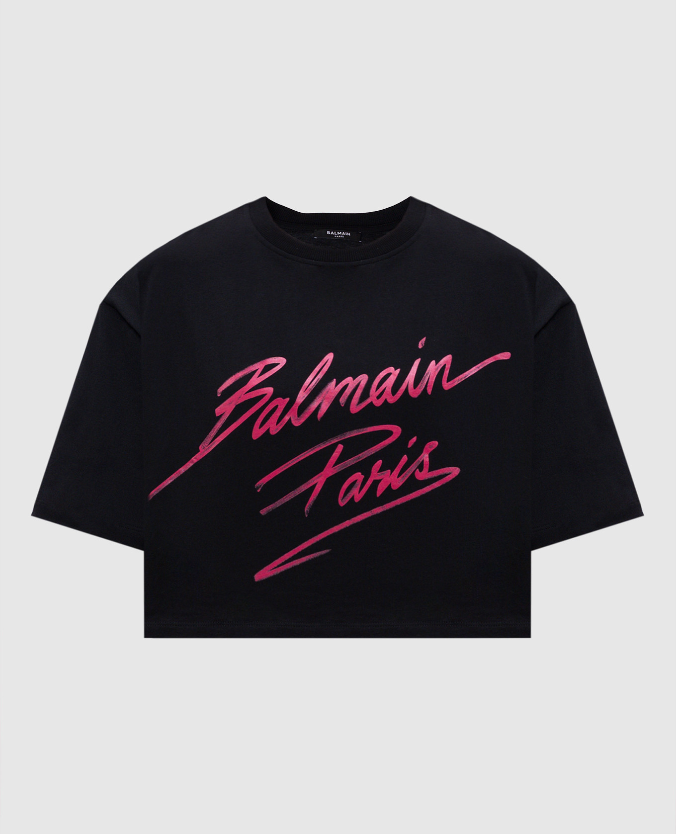 

Black cropped T-shirt with logo Balmain