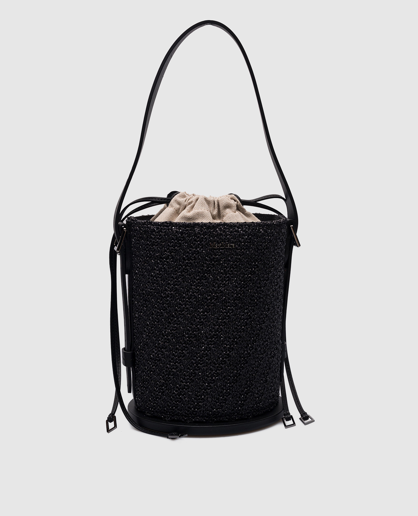 

Black woven BUCKET bag with logo Max Mara