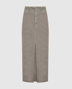 Brunello Cucinelli Green Chino denim skirt with linen ML996G3822