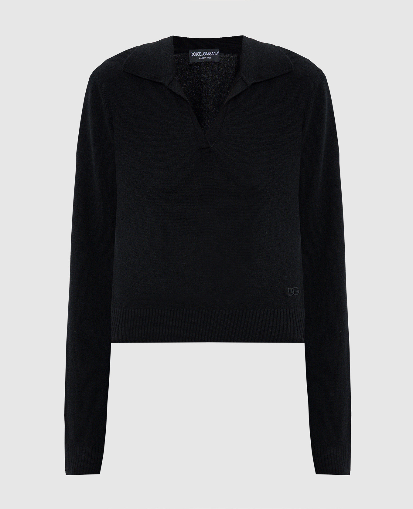 Black cashmere polo shirt