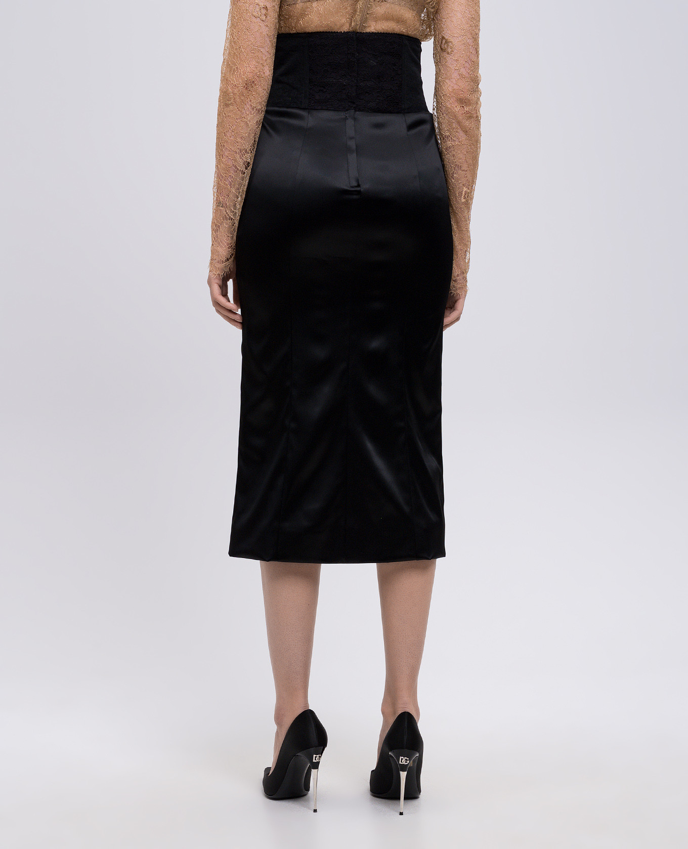 Black midi skirt with corset belt Dolce&Gabbana 4