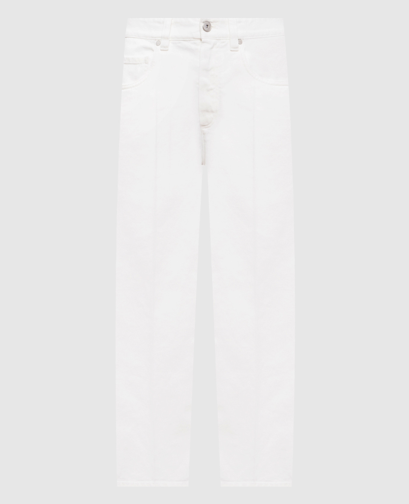 White jeans with leather logo patch Brunello Cucinelli
