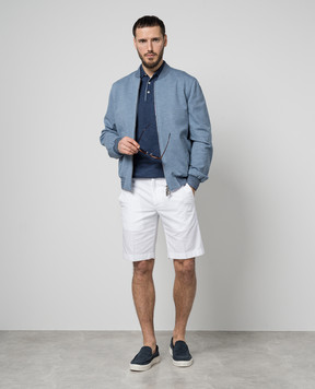 Cashmere&Whiskey Blue polo shirt with linen and cashmere MU9332318455R