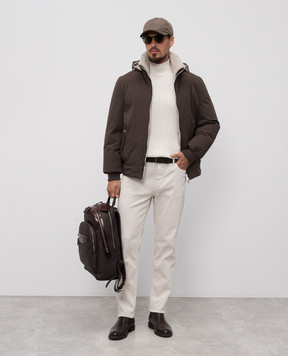 Brunello Cucinelli Brown down jacket with sheepskin MV4061606