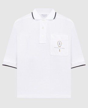Brunello Cucinelli White polo with logo ML824EN405