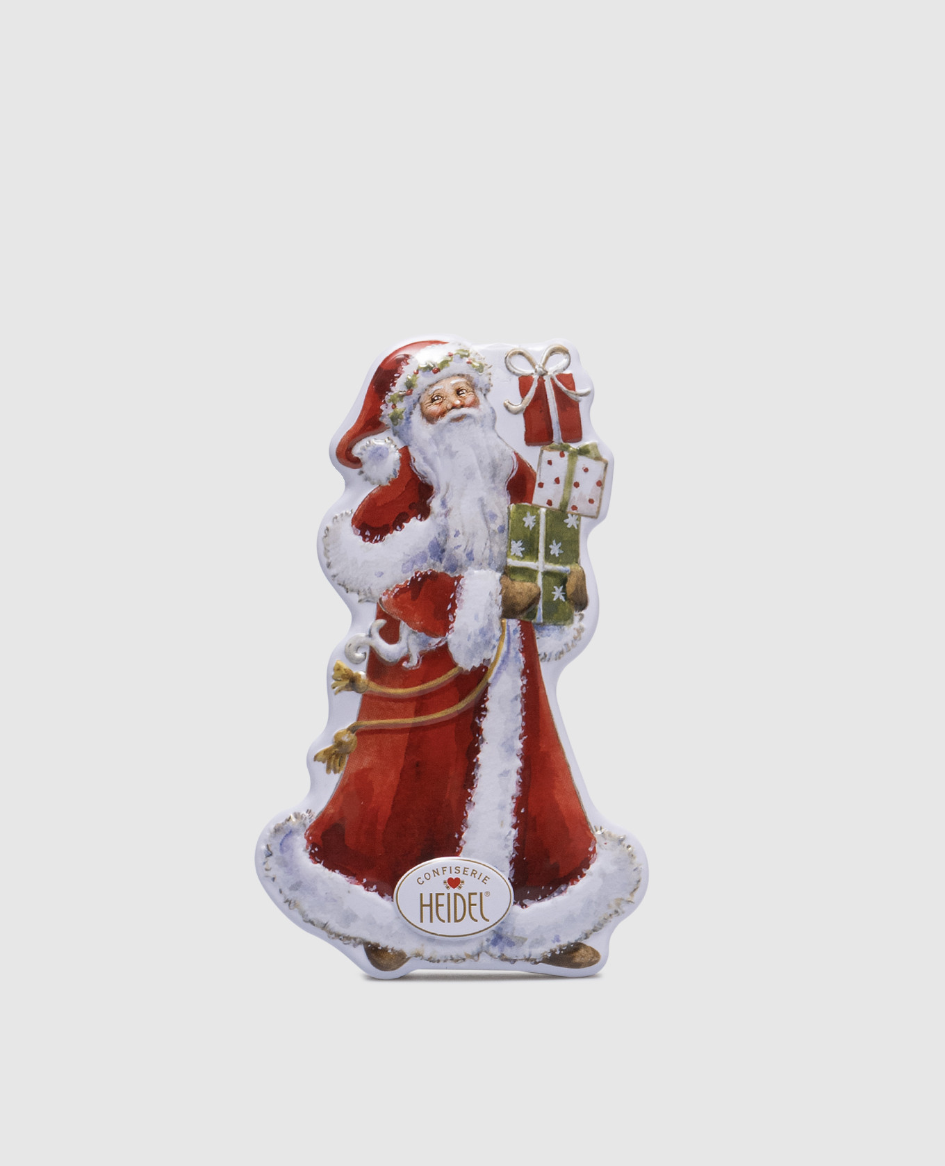 

A set of chocolate pralines "White Christmas" in the form of Santa Claus Heidel, Красный