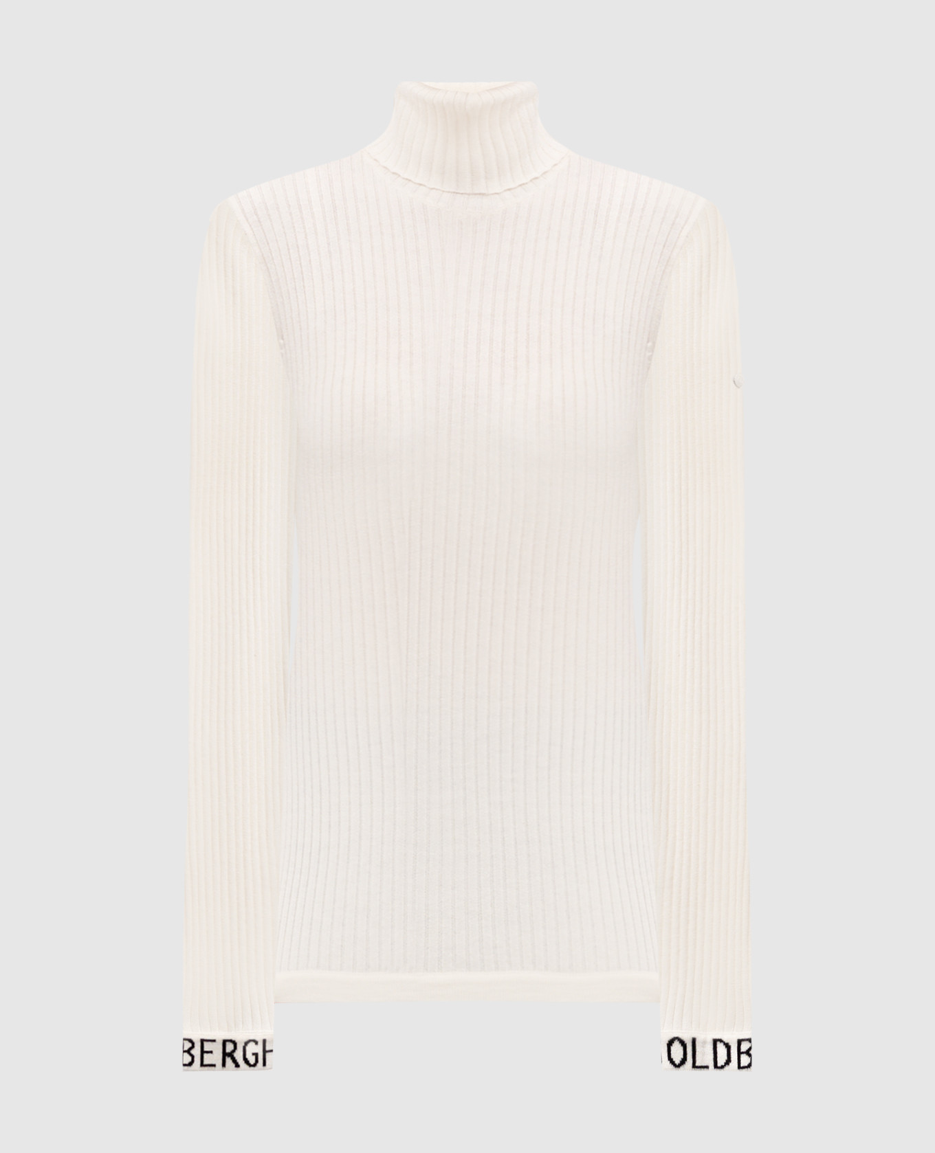 

White ribbed turtleneck with logo Goldbergh