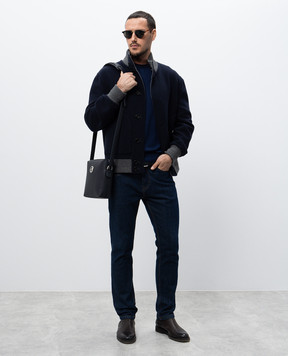 Stefano Ricci Blue wool, cashmere and silk jumper with metal emblem W505506G01W25150