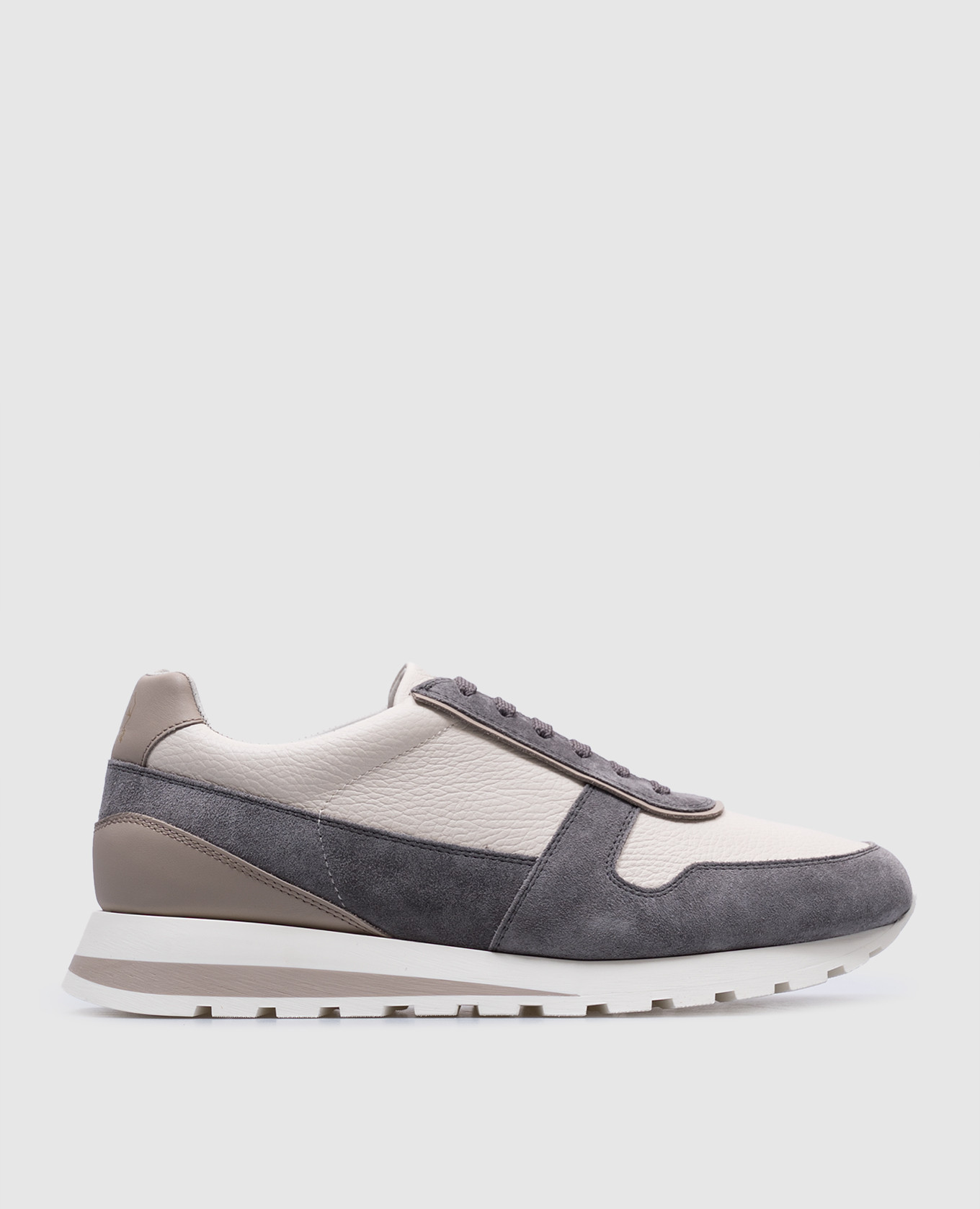 White leather sneakers with logo emblem Brunello Cucinelli