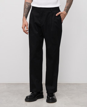 Dolce&Gabbana Black pants with embroidered monogram logo GP0K7ZFUFNV