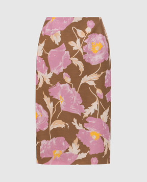 La DoubleJ Khaki skirt with floral print wool SKI0011CAD001SYL01