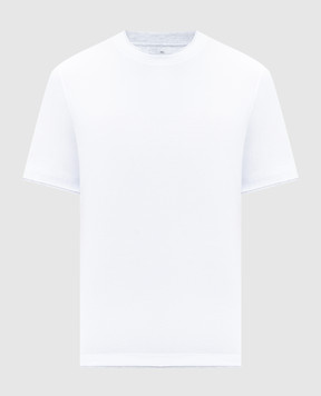Brunello Cucinelli White straight-cut T-shirt with layering effect M0B137427