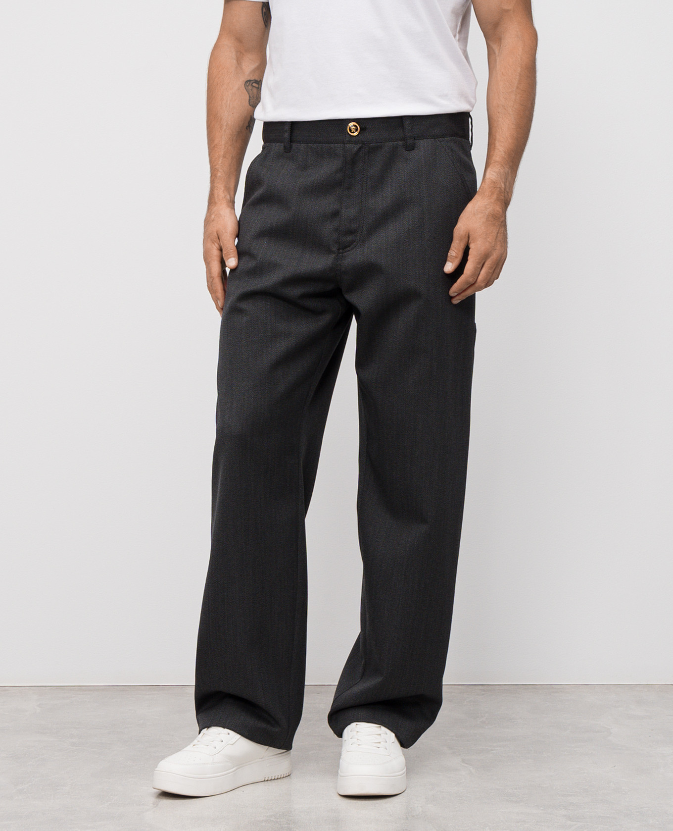 Gray wool pants Versace 3