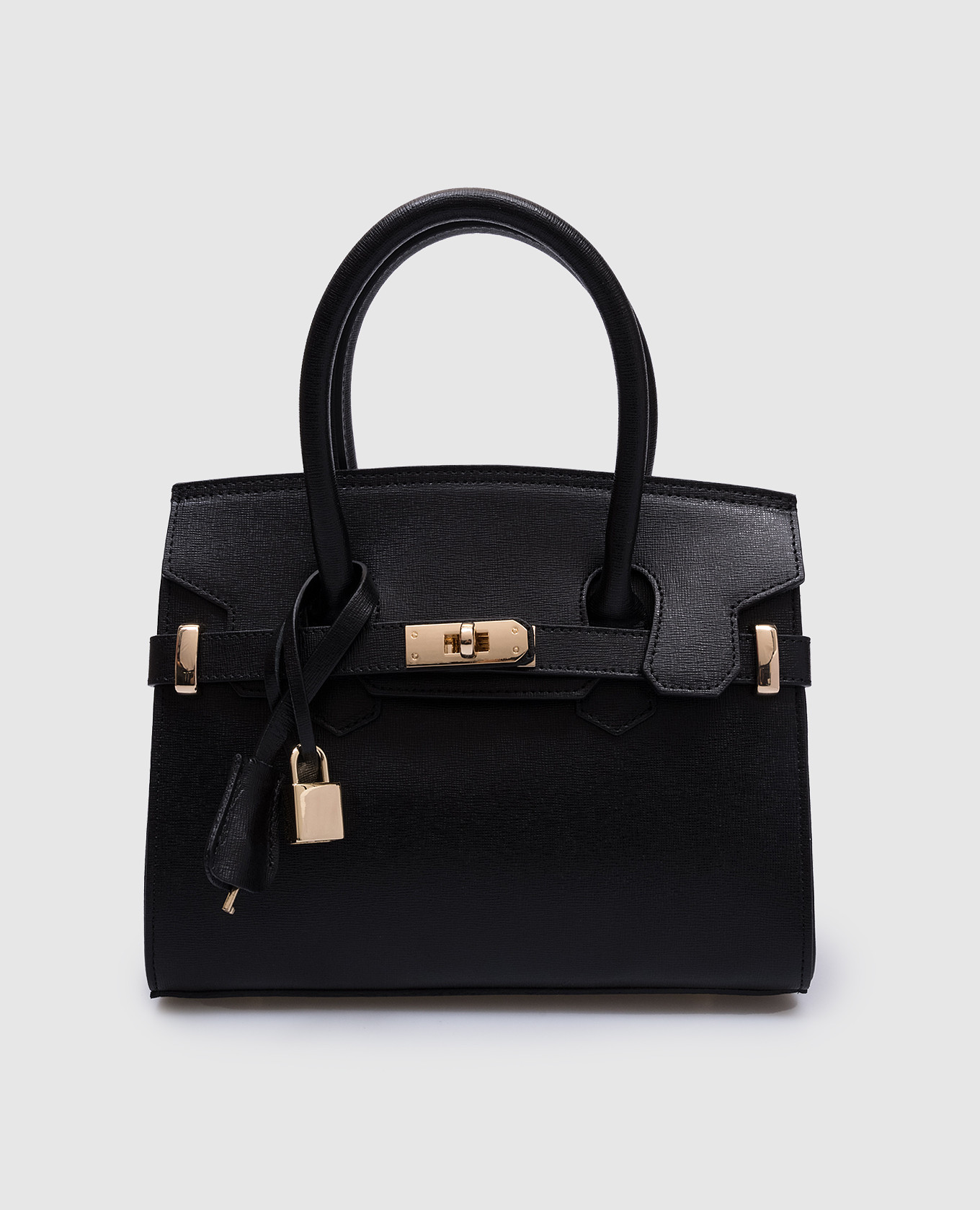 

Black leather satchel bag with a key ring Gianni Notaro, Черный