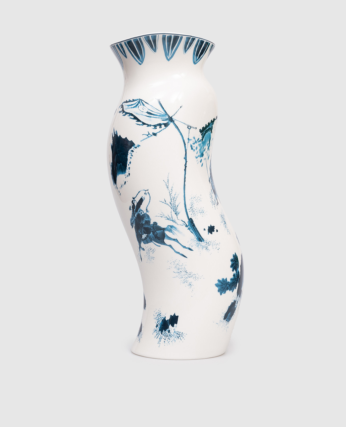 White porcelain vase Classics on acid with print SELETTI