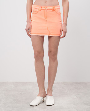 Manuel Luciano Orange denim skirt with logo 1311379