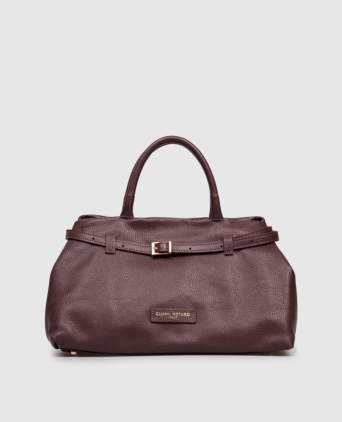 

Burgundy leather bag with logo patch Gianni Notaro