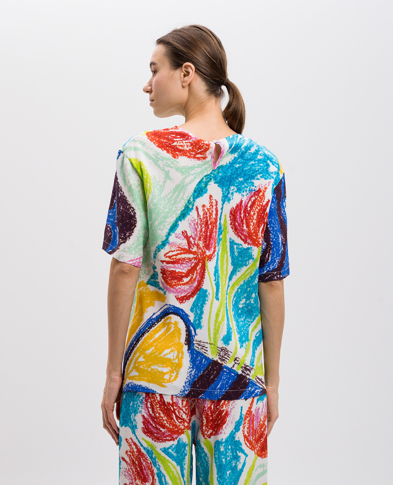 

GINO printed silk T-shirt Gary Bigeni, White