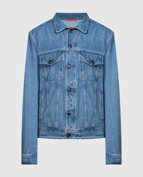 ISAIA Blue denim jacket with a distressed effect GBD001DJ123