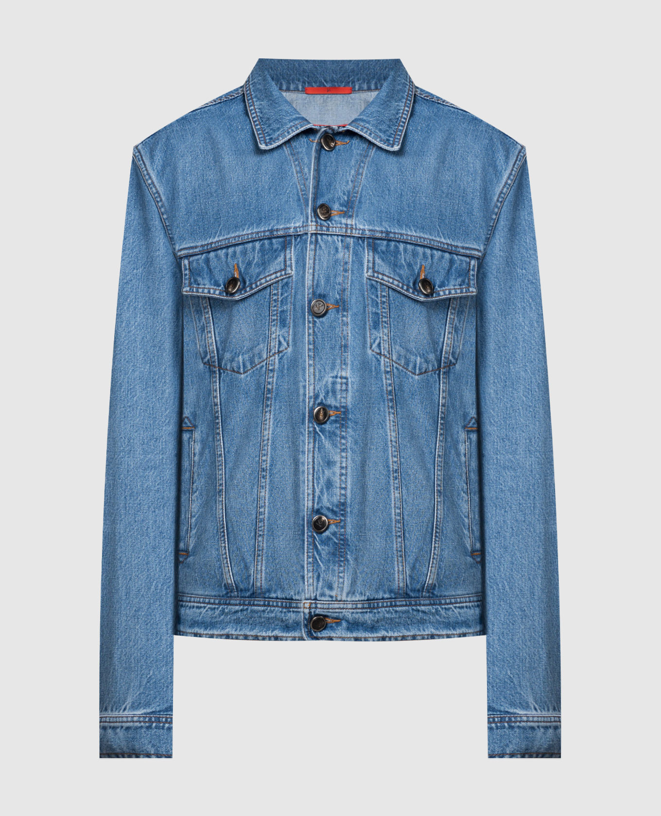 

Blue denim jacket with a distressed effect ISAIA, Light blue